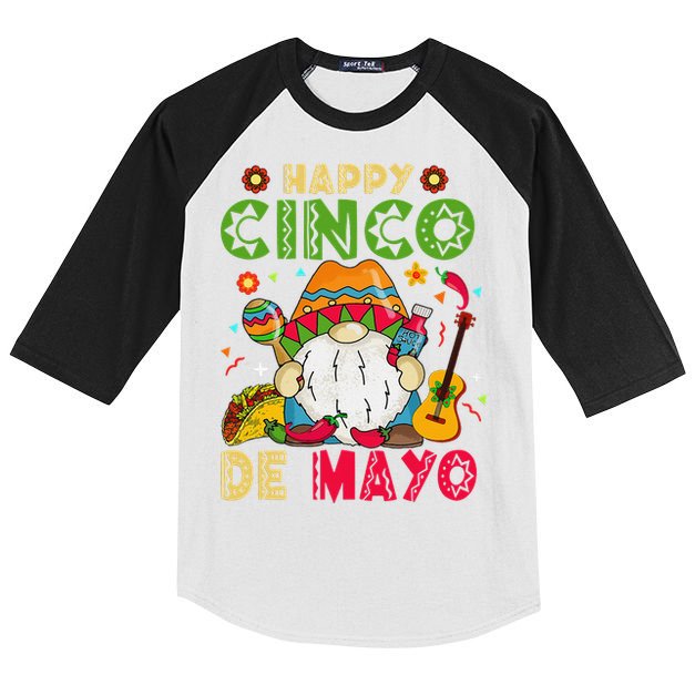 Happy Cinco De Mayo Mexican Gnome Cinco De Mayo Kids Colorblock Raglan Jersey