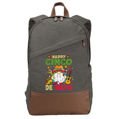 Happy Cinco De Mayo Mexican Gnome Cinco De Mayo Cotton Canvas Backpack