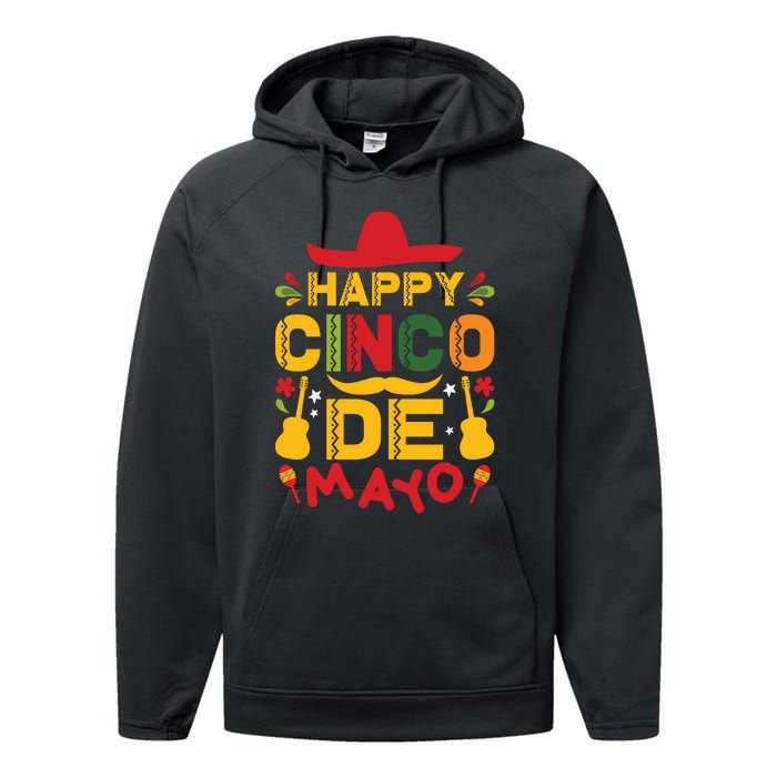 Happy Cinco De Mayo Celebration Graphic Performance Fleece Hoodie