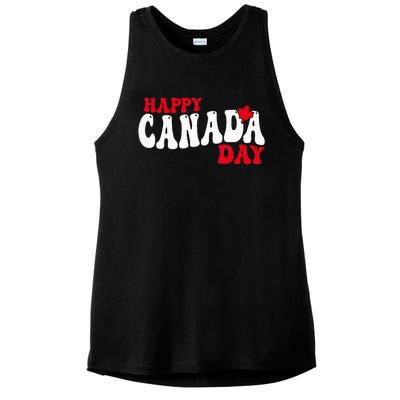 Happy Canada Day Maple Canadian Canada Pride Flag Patriotic Ladies PosiCharge Tri-Blend Wicking Tank