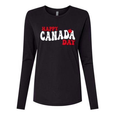 Happy Canada Day Maple Canadian Canada Pride Flag Patriotic Womens Cotton Relaxed Long Sleeve T-Shirt