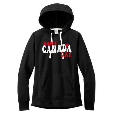 Happy Canada Day Maple Canadian Canada Pride Flag Patriotic Women's Fleece Hoodie