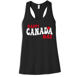 Happy Canada Day Maple Canadian Canada Pride Flag Patriotic Women's Racerback Tank