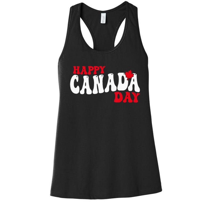 Happy Canada Day Maple Canadian Canada Pride Flag Patriotic Women's Racerback Tank