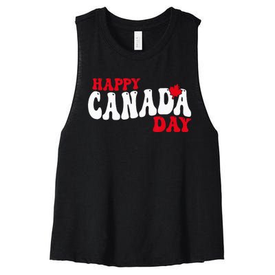 Happy Canada Day Maple Canadian Canada Pride Flag Patriotic Women's Racerback Cropped Tank