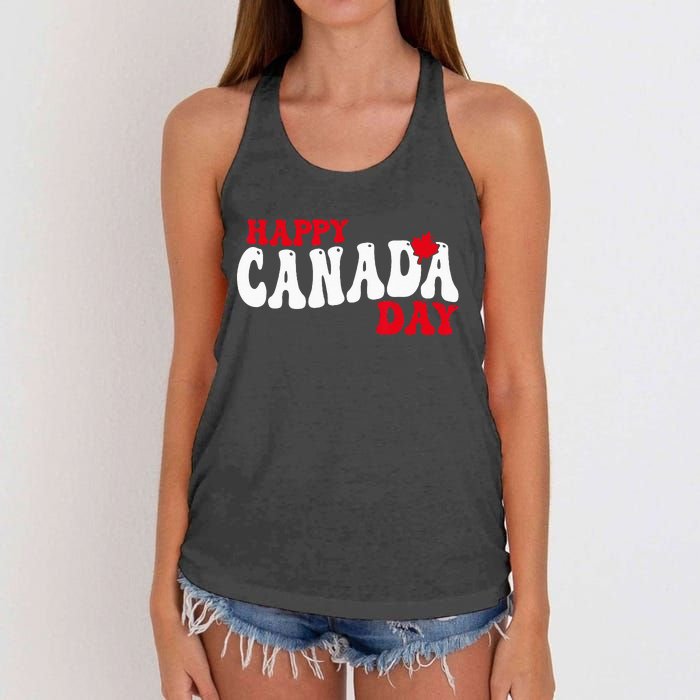 Happy Canada Day Maple Canadian Canada Pride Flag Patriotic Women's Knotted Racerback Tank