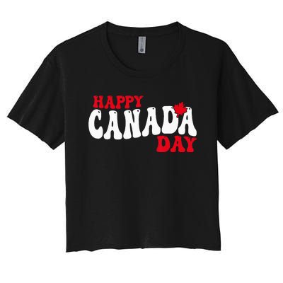 Happy Canada Day Maple Canadian Canada Pride Flag Patriotic Women's Crop Top Tee