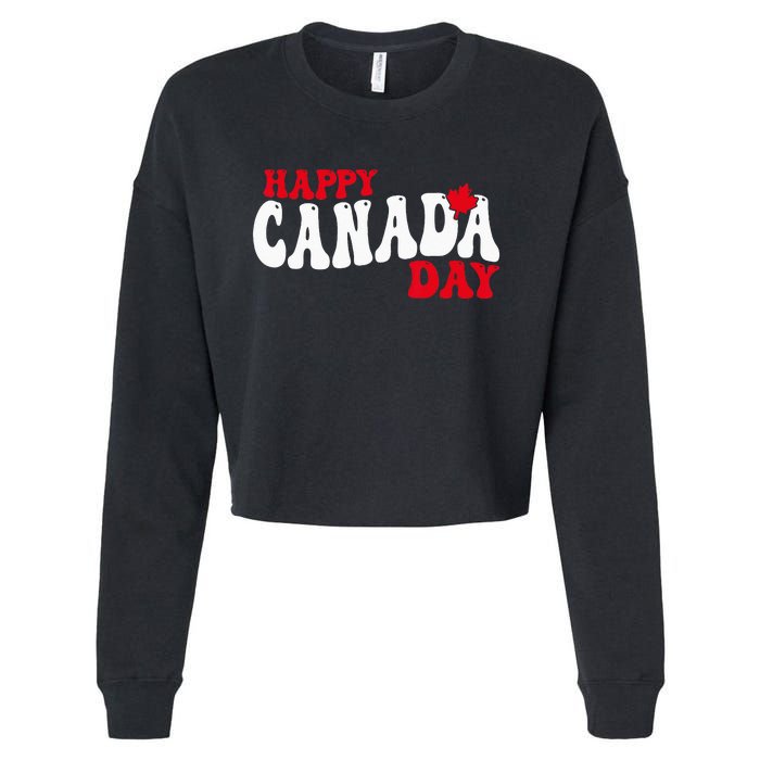 Happy Canada Day Maple Canadian Canada Pride Flag Patriotic Cropped Pullover Crew