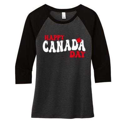 Happy Canada Day Maple Canadian Canada Pride Flag Patriotic Women's Tri-Blend 3/4-Sleeve Raglan Shirt