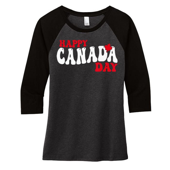 Happy Canada Day Maple Canadian Canada Pride Flag Patriotic Women's Tri-Blend 3/4-Sleeve Raglan Shirt