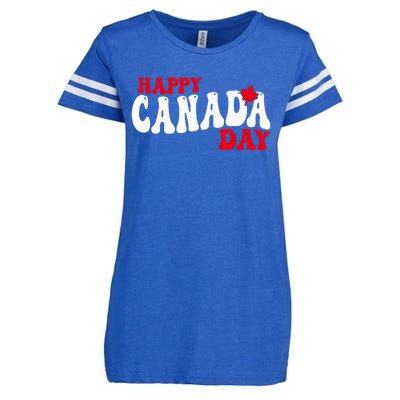 Happy Canada Day Maple Canadian Canada Pride Flag Patriotic Enza Ladies Jersey Football T-Shirt