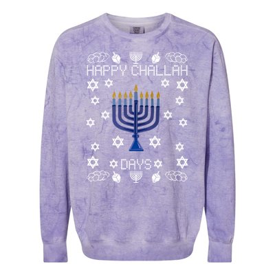 Happy Challah Days Funny Hanukkah Colorblast Crewneck Sweatshirt