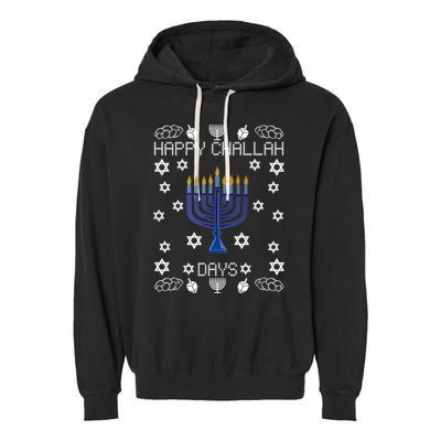 Happy Challah Days Funny Hanukkah Garment-Dyed Fleece Hoodie