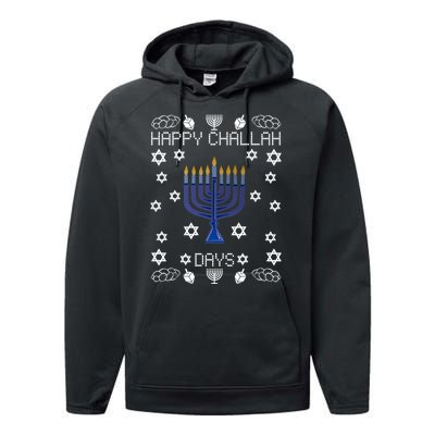 Happy Challah Days Funny Hanukkah Performance Fleece Hoodie