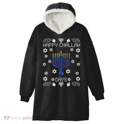 Happy Challah Days Funny Hanukkah Hooded Wearable Blanket