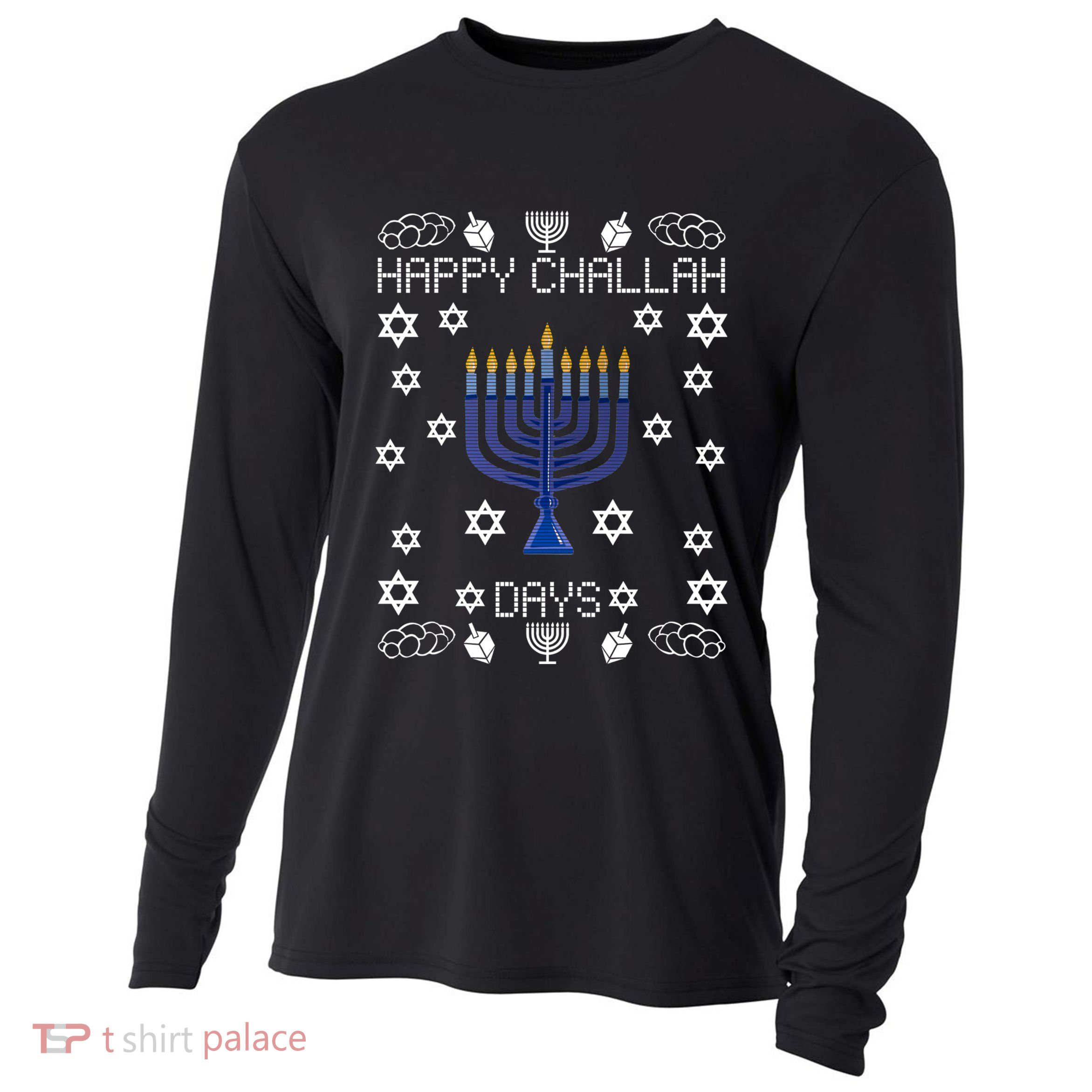 Happy Challah Days Funny Hanukkah Cooling Performance Long Sleeve Crew