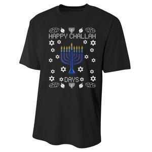 Happy Challah Days Funny Hanukkah Performance Sprint T-Shirt