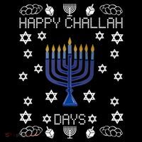 Happy Challah Days Funny Hanukkah Pom Pom 12in Knit Beanie