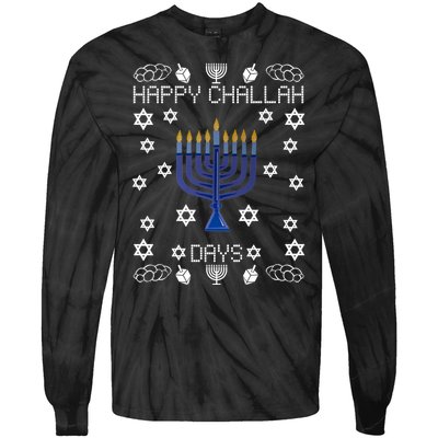 Happy Challah Days Funny Hanukkah Tie-Dye Long Sleeve Shirt