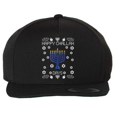 Happy Challah Days Funny Hanukkah Wool Snapback Cap