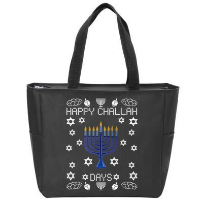 Happy Challah Days Funny Hanukkah Zip Tote Bag