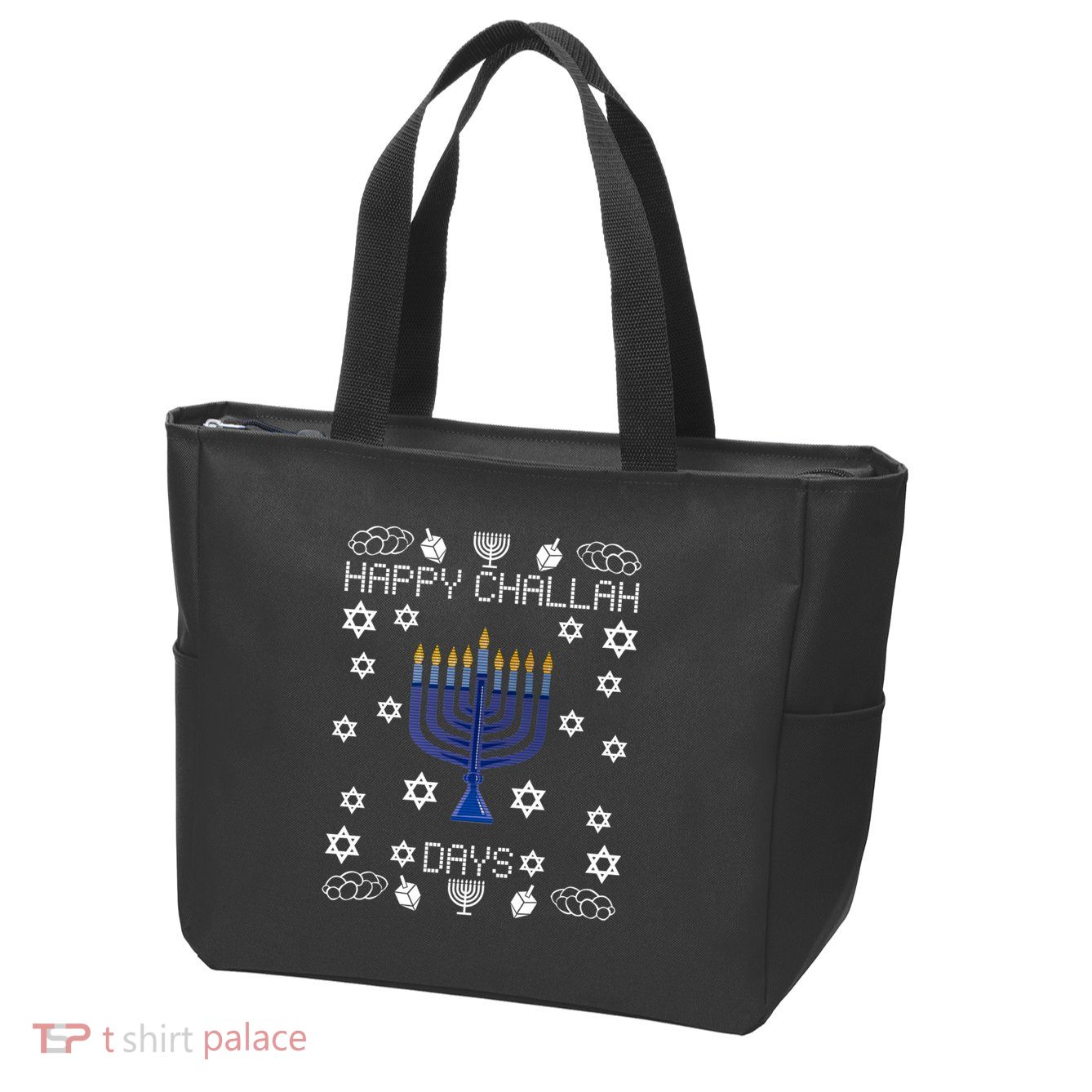 Happy Challah Days Funny Hanukkah Zip Tote Bag