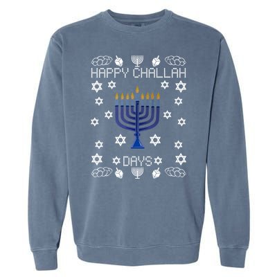 Happy Challah Days Funny Hanukkah Garment-Dyed Sweatshirt