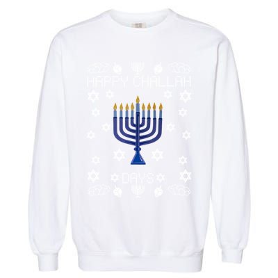 Happy Challah Days Funny Hanukkah Garment-Dyed Sweatshirt