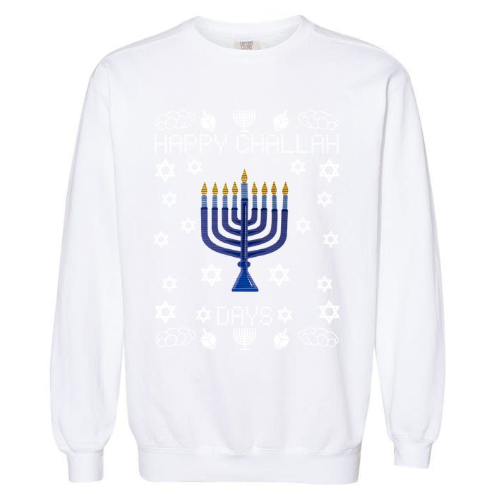 Happy Challah Days Funny Hanukkah Garment-Dyed Sweatshirt
