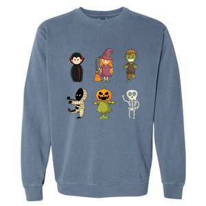 Halloween Characters Dracula Zombie Witch Pumpkin Skeleton Gift Garment-Dyed Sweatshirt