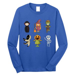 Halloween Characters Dracula Zombie Witch Pumpkin Skeleton Gift Long Sleeve Shirt