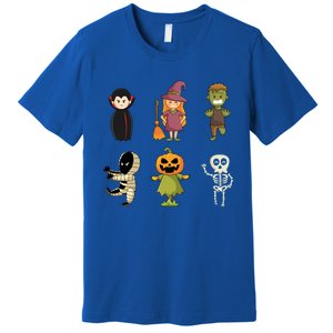 Halloween Characters Dracula Zombie Witch Pumpkin Skeleton Gift Premium T-Shirt