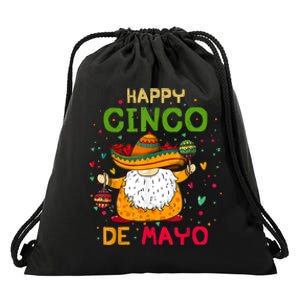 Happy Cinco De Mayo With Mexican Gnome Cinco De Mayo Drawstring Bag