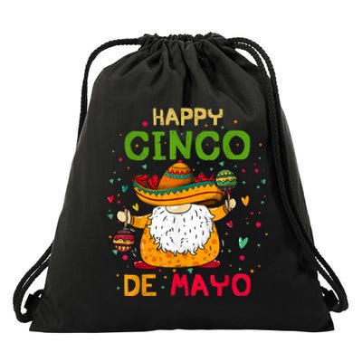 Happy Cinco De Mayo With Mexican Gnome Cinco De Mayo Drawstring Bag