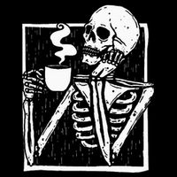Halloween Coffee Drinking Skeleton Skull Short Acrylic Beanie