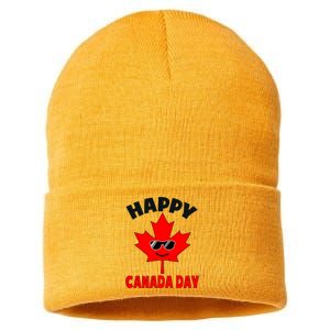 Happy Canada Day Funny Maple Leaf Canada Day Sustainable Knit Beanie