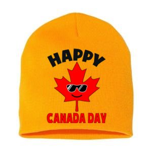 Happy Canada Day Funny Maple Leaf Canada Day Short Acrylic Beanie