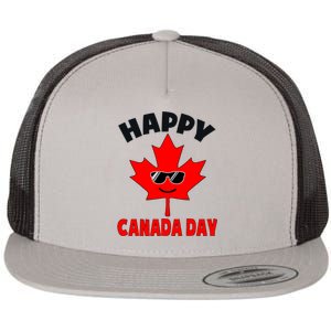 Happy Canada Day Funny Maple Leaf Canada Day Flat Bill Trucker Hat