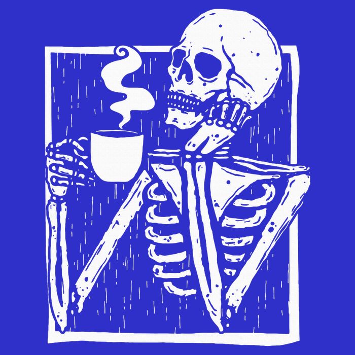Halloween Coffee Drinking Skeleton Skull 16 in Basic Backpack