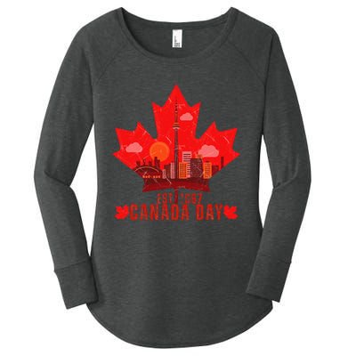 Happy Canada Day Cool Design Canada Maple For Women Men Kids Women's Perfect Tri Tunic Long Sleeve Shirt