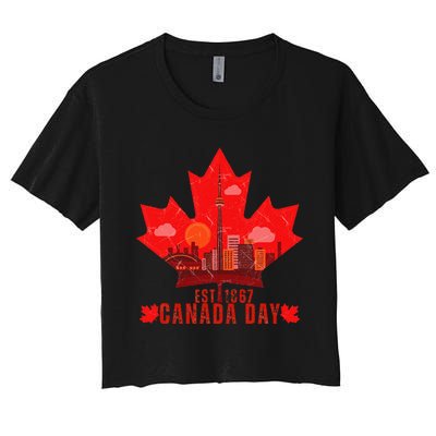 Happy Canada Day Cool Design Canada Maple For Women Men Kids Women's Crop Top Tee