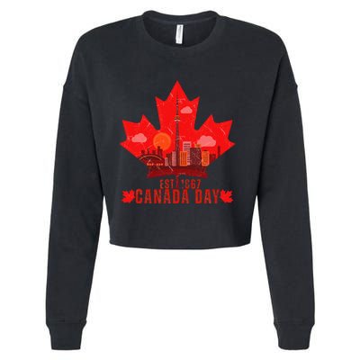 Happy Canada Day Cool Design Canada Maple For Women Men Kids Cropped Pullover Crew