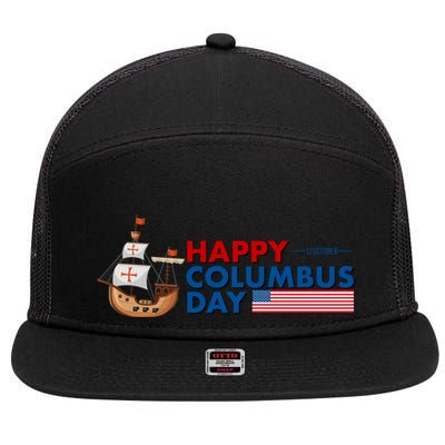 Happy Columbus Day 1492 7 Panel Mesh Trucker Snapback Hat