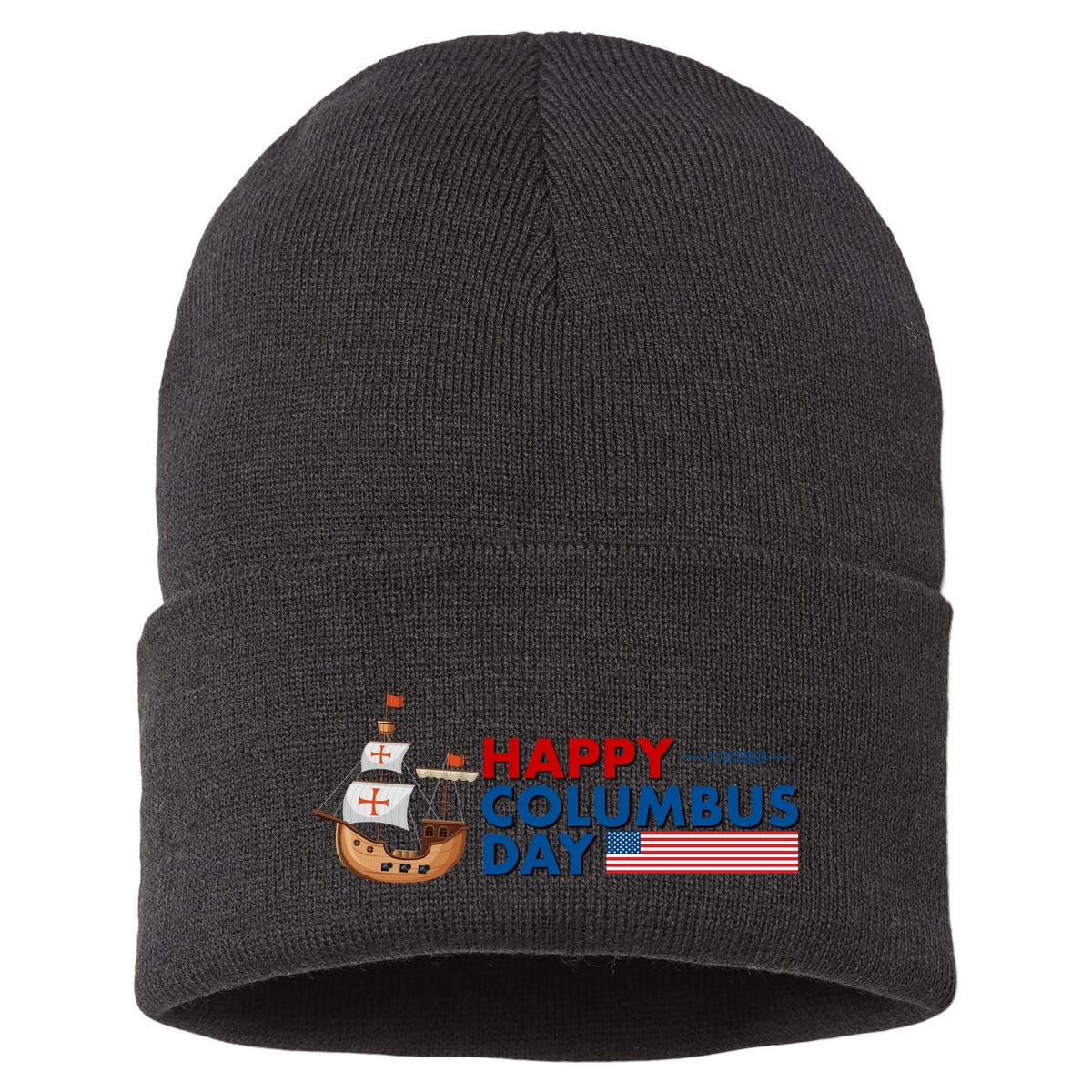 Happy Columbus Day 1492 Sustainable Knit Beanie
