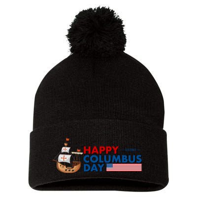 Happy Columbus Day 1492 Pom Pom 12in Knit Beanie