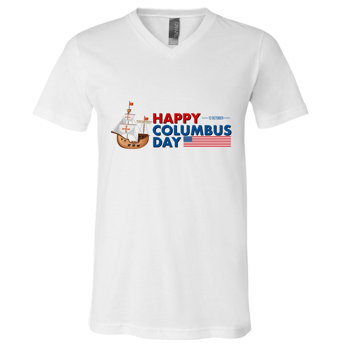 Happy Columbus Day 1492 V-Neck T-Shirt