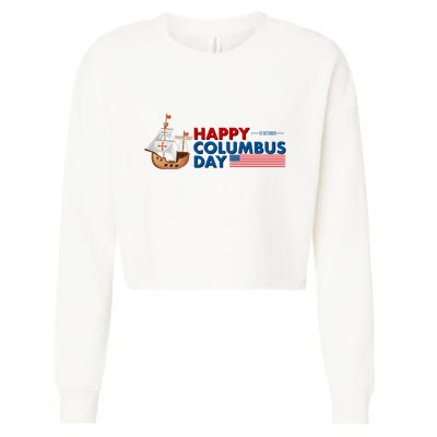 Happy Columbus Day 1492 Cropped Pullover Crew