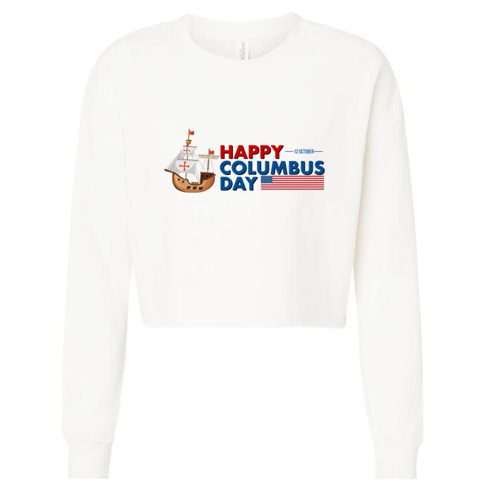 Happy Columbus Day 1492 Cropped Pullover Crew