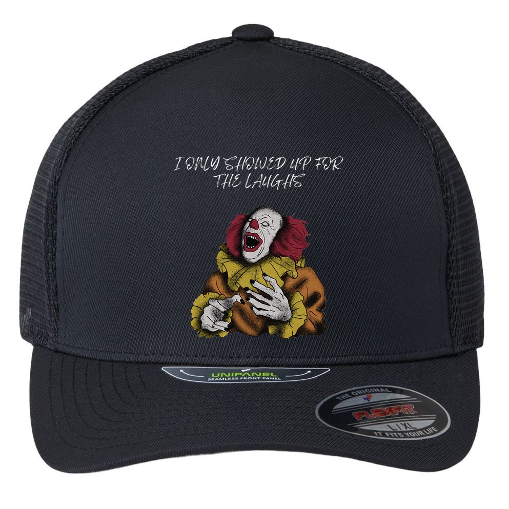 Halloween Creepy Evil Spooky Killer Clown Laughs October Flexfit Unipanel Trucker Cap