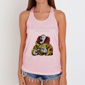 Halloween Creepy Evil Spooky Killer Clown Laughs October Women's Knotted Racerback Tank